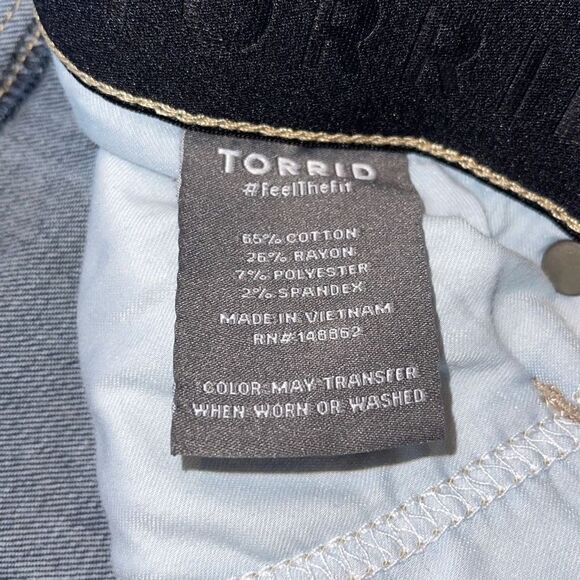 Torrid Premium Stretch Womens Distressed Sky High Skinny Jeans Navy Blue Size 16 - Picture 6 of 9